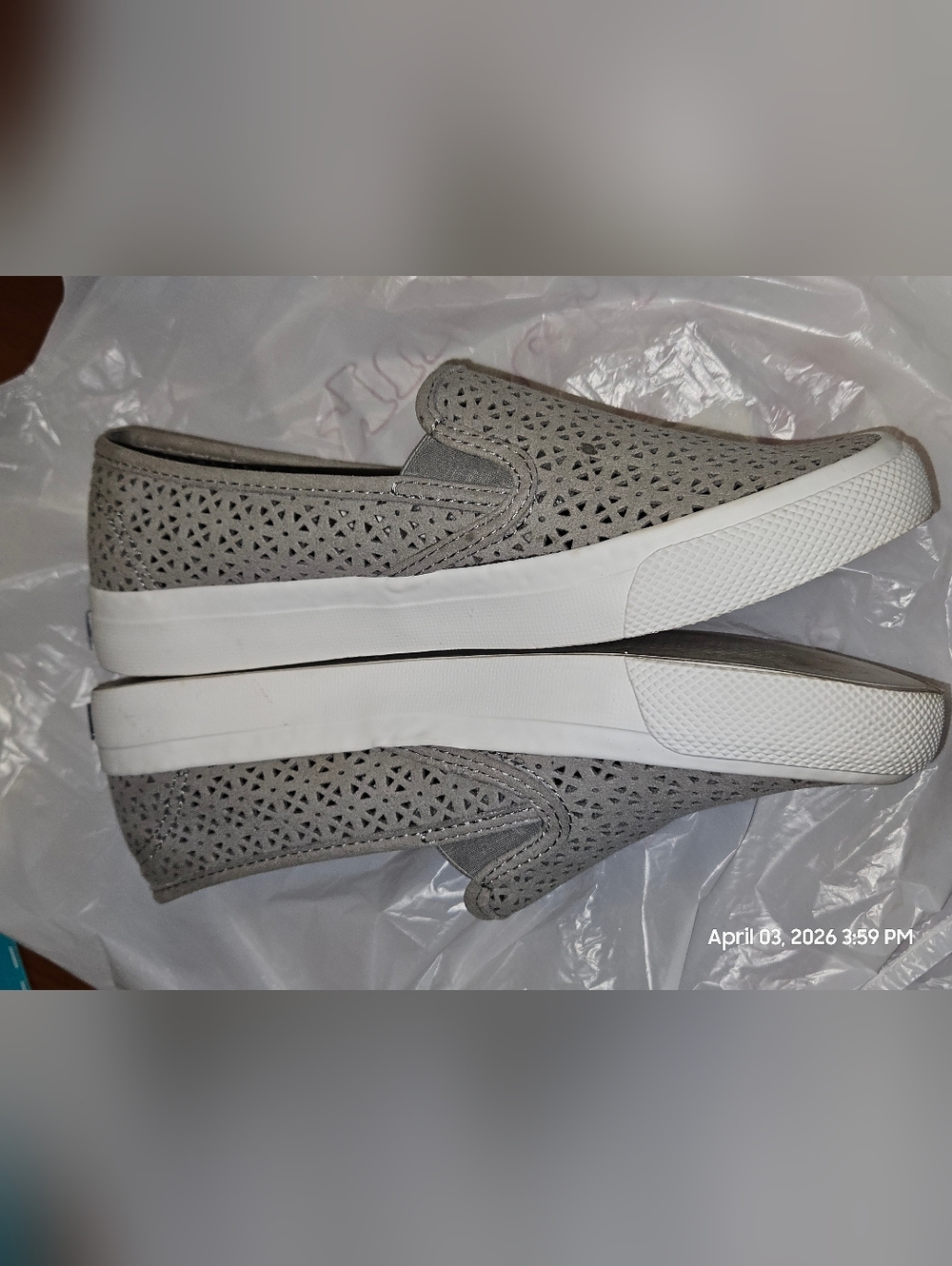 Sperry Taupe Perforated Slip-On Sneakers - Picture 4 of 6
